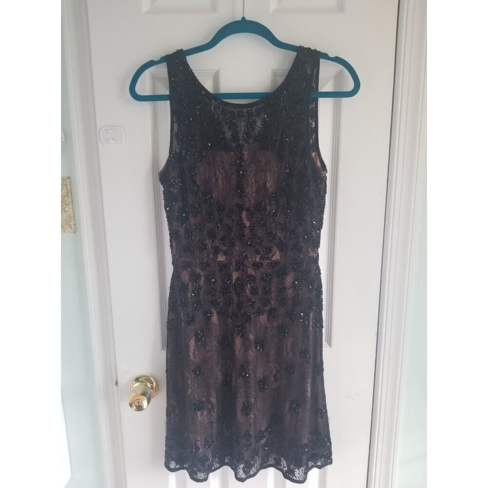 Adrianna Papell Black, beaded, lace dress; Size 4; Cocktail, party, wedding